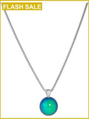 Round Shape Temperature Sensing Mood Pendant Necklace, Alloy, 23.6 Inch